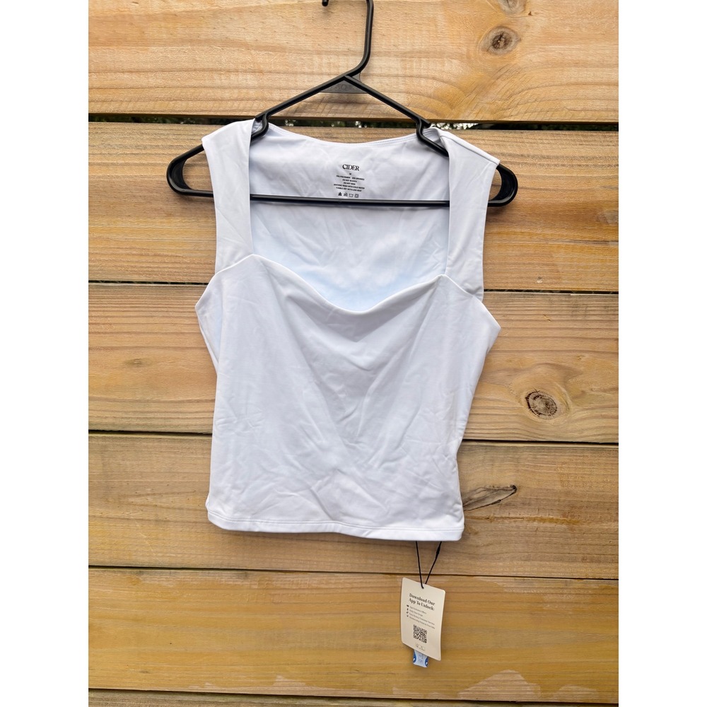 Cider White Sweetheart Square Neck Sleeveless Crop Top Medium NWT